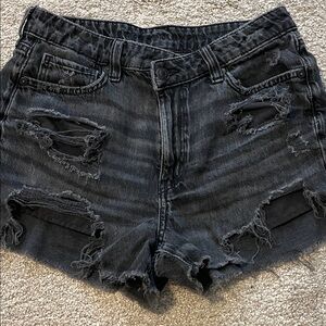 American Eagle Black Ripped Jean Shorts